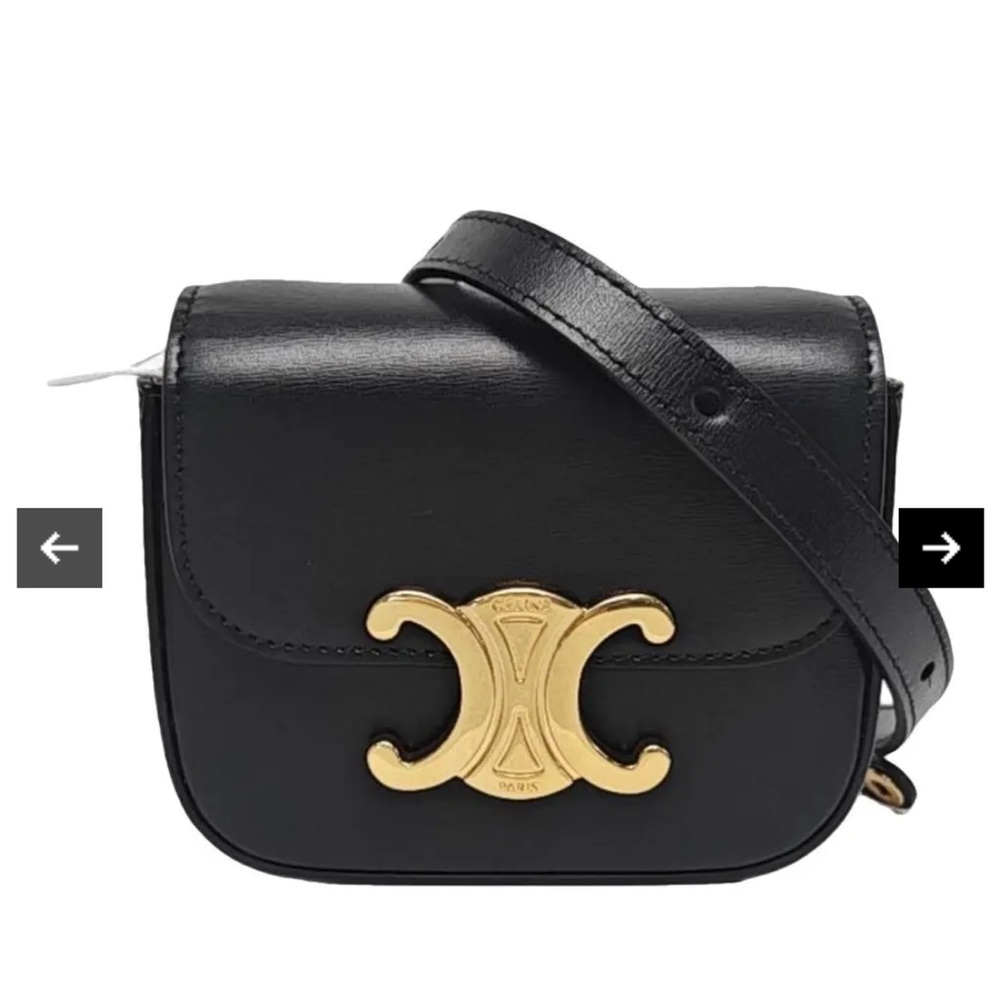 Celine Black Leather Crossbody with Gold Triomphe Hardware